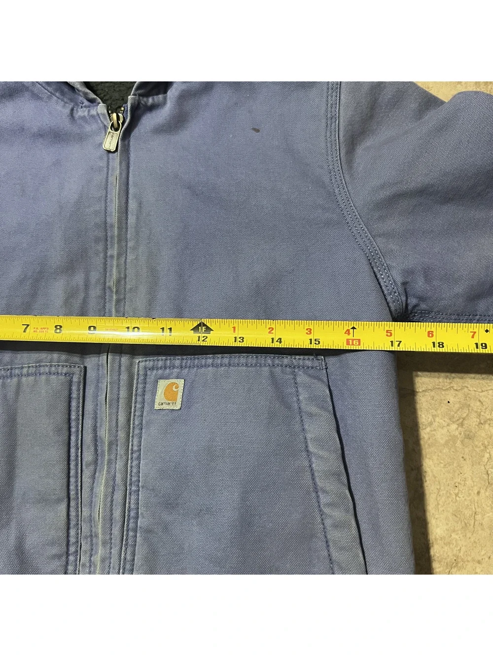Carhartt Kids Periwinkle Blue Dark Gray Sherpa LIned Hoodie Full Zip Canvas Med